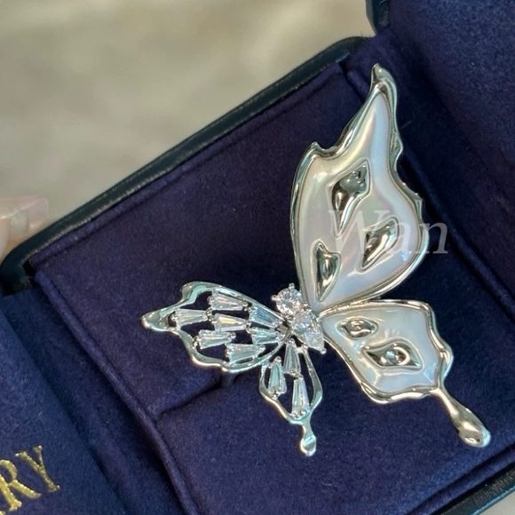 925 Sterling Silver Mother Pearl Butterfly Ring